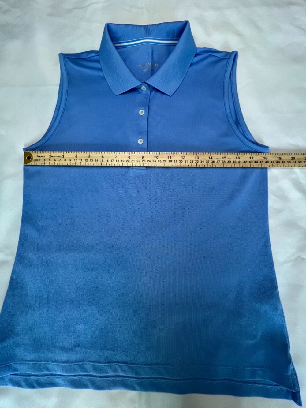 Tory Sport Blue Performance Sleeveless Collared Polo Size Large Nautical Preppy - Picture 9 of 15
